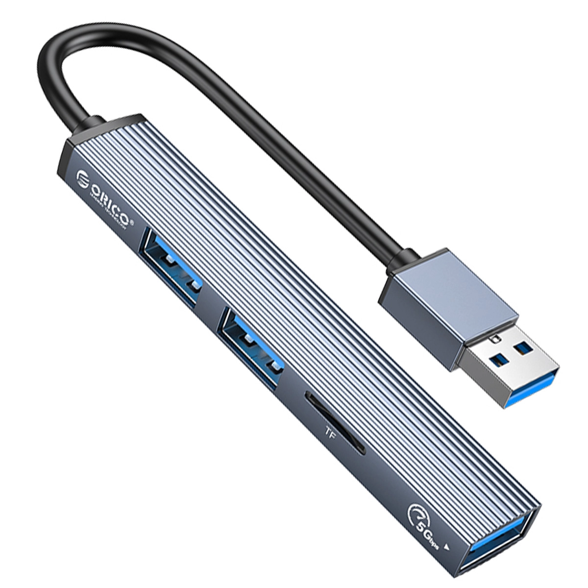 Hub USB Orico AH-A12F-GY-BP 3xUSB-A 5Gbps microSD Szary