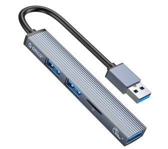 Hub USB Orico AH-A12F-GY-BP 3xUSB-A 5Gbps microSD Szary