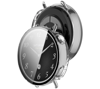 Nakładka na tarczę Bizon ze szkłem do Xiaomi Watch S4 41mm Przezroczysty