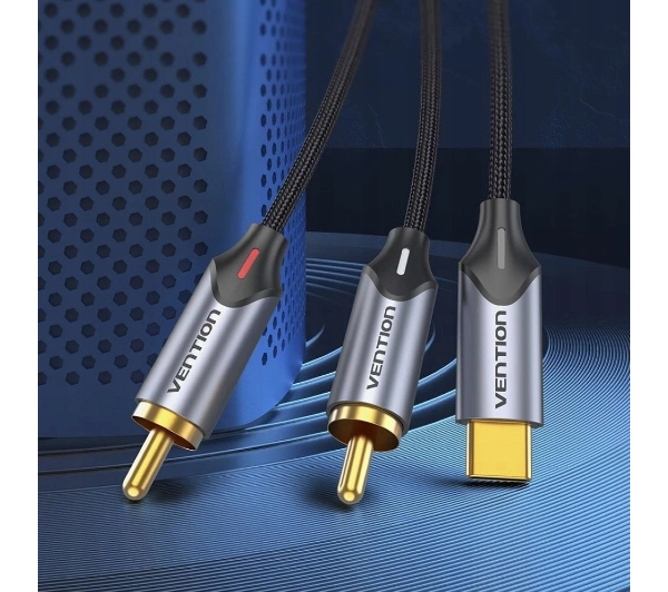 Vention BGUHF USB-C na 2x RCA Męski 1m Czarny