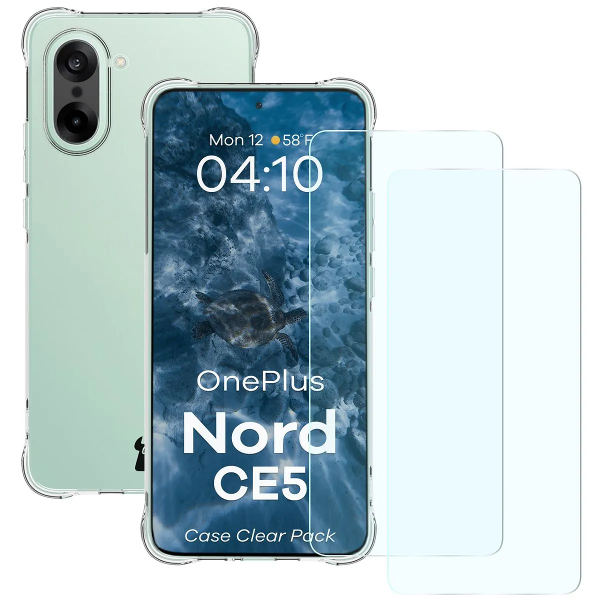 Zestaw ochronny Bizon elastyczne etui Salpa + 2x szkło hartowane Clear Pack do OnePlus Nord CE5 5G