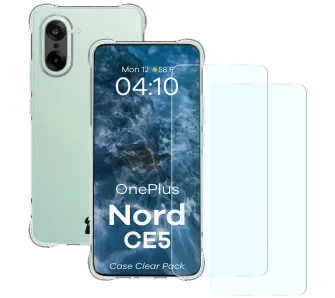 Zestaw ochronny Bizon elastyczne etui Salpa + 2x szkło hartowane Clear Pack do OnePlus Nord CE5 5G