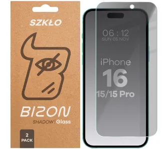 Szkło hartowane Bizon prywatyzujące Clear Shadow Duo do iPhone 15 / 15 Pro / 16