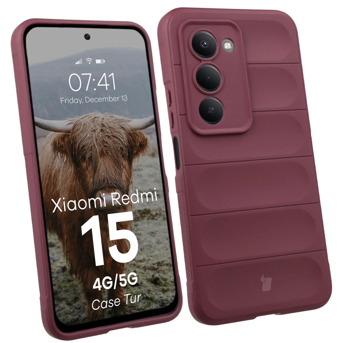 Etui Bizon Pancerne Tur do Xiaomi Redmi 15 4G / 5G Fioletowy