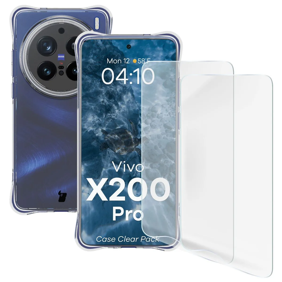 Zestaw ochronny Bizon elastyczne etui Salpa + 2x szkło hartowane Clear Pack do Vivo X200 Pro