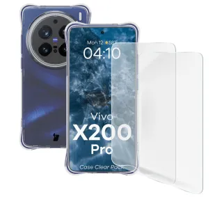 Bizon elastyczne etui Salpa + 2x szkło hartowane Clear Pack do Vivo X200 Pro