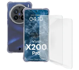 Zestaw ochronny Bizon elastyczne etui Salpa + 2x szkło hartowane Clear Pack do Vivo X200 Pro