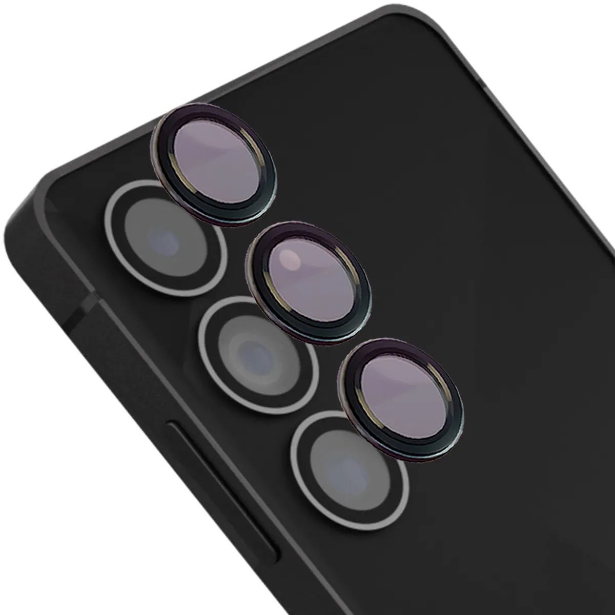 Szkło ochronne Bizon na aparat z aplikatorem Snap Lens do Samsung Galaxy S25 FE, czarna ramka