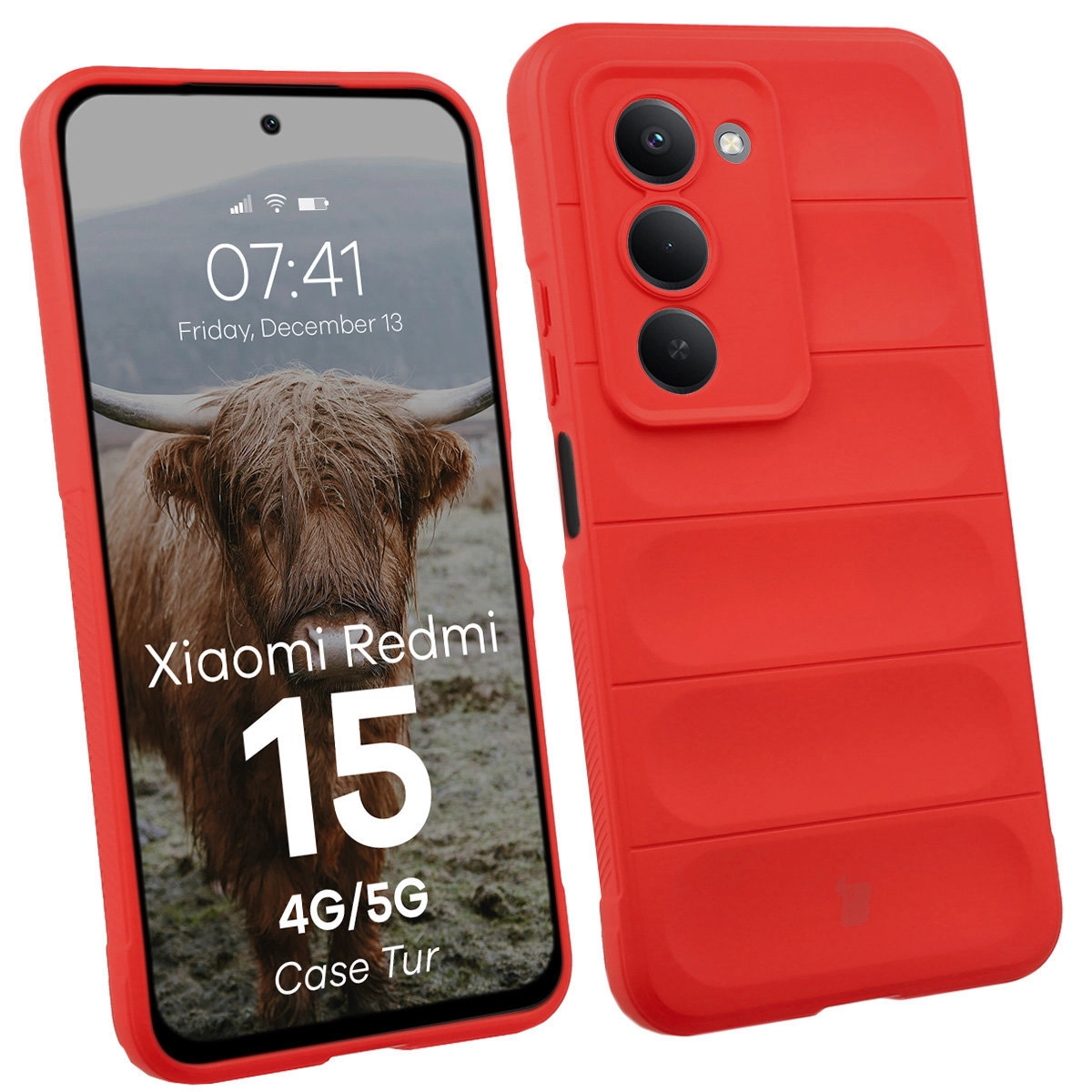 Etui Bizon Pancerne Tur do Xiaomi Redmi 15 4G / 5G Czerwony