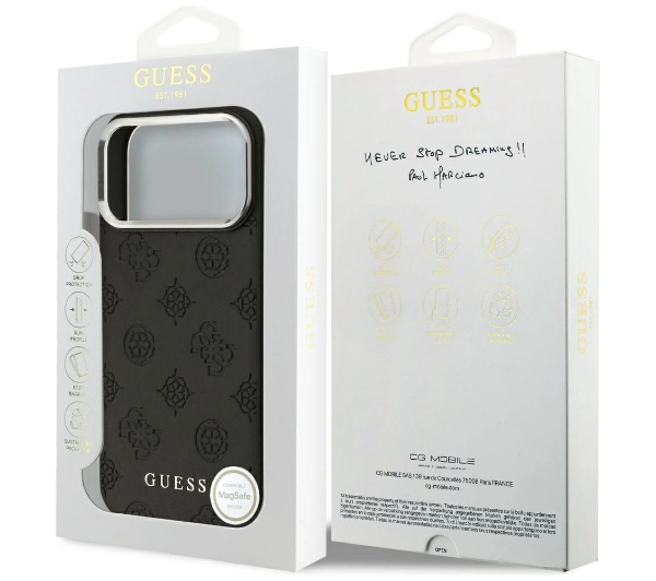 Guess Peony Hot Stamp Script MagSafe do iPhone 17 Pro Max Czarny