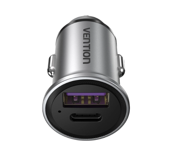 Vention 12-24V USB-A USB-C 30W PD Szary
