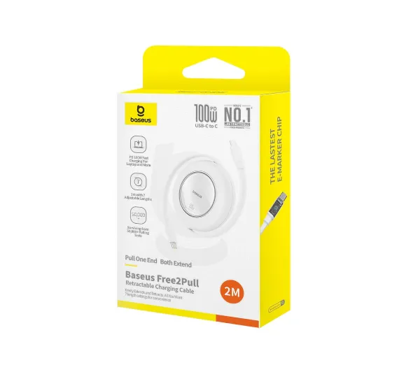 Baseus Free2Pull USB-C do USB-C 100W 2m Biały