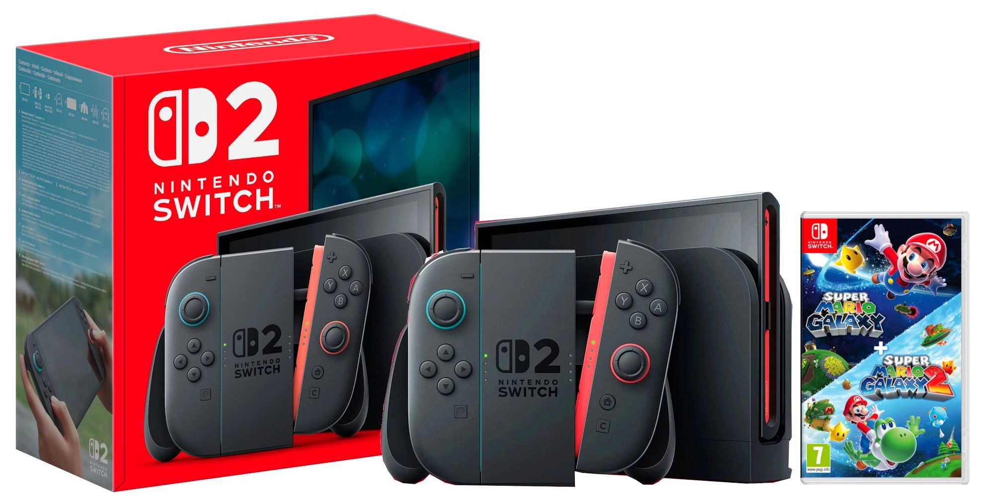 Konsola Nintendo Switch 2 Joy-Con Czarny + Super Mario Galaxy 1 + Super Mario Galaxy 2