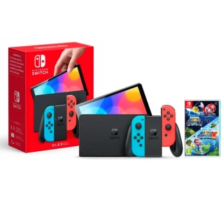 Nintendo Switch OLED Czerwono-niebieski + Super Mario Galaxy 1 + Super Mario Galaxy 2 - Kup na Raty - RRSO 0%