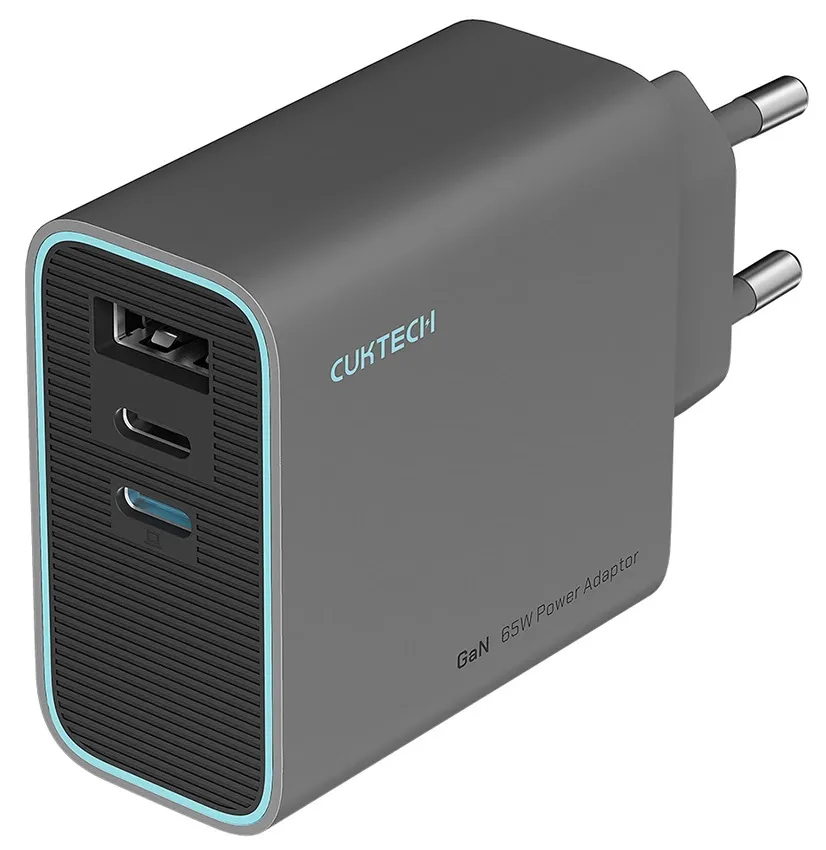 Ładowarka sieciowa Cuktech CUKAD653EUGR GaN USB-A 2x USB-C 65W Szary