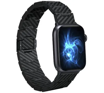 Pasek Pitaka Carbon Fiber Retro do Apple Watch 1/2/3/4/5/6/7/8/9/10/11/SE/SE 3/Ultra/Ultra 2/Ultra 3 Czarno szary