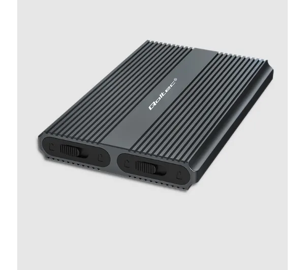 Qoltec 52273 M.2 SSD SATA NVMe USB-C Szary