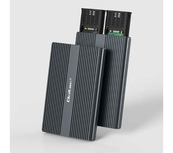 Qoltec 52273 M.2 SSD SATA NVMe USB-C Szary