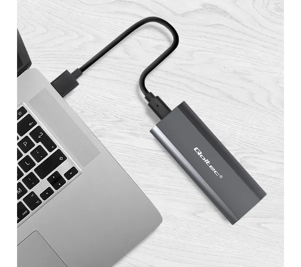Qoltec 52271 M.2 SSD SATA NVMe USB-C Szary