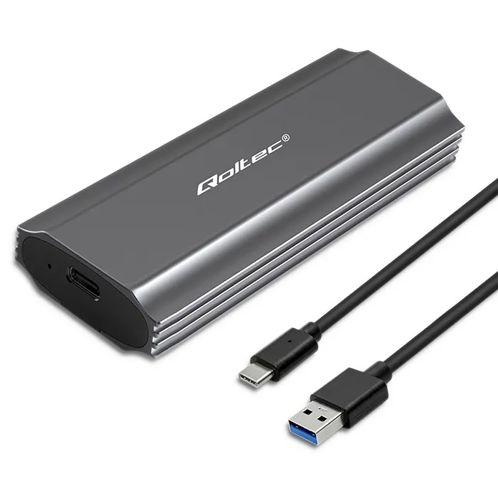 Obudowa Qoltec 52271 M.2 SSD SATA NVMe USB-C Szary