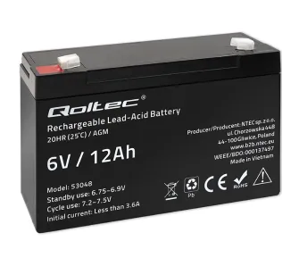 Akumulator Qoltec 53048 AGM 6V 12Ah
