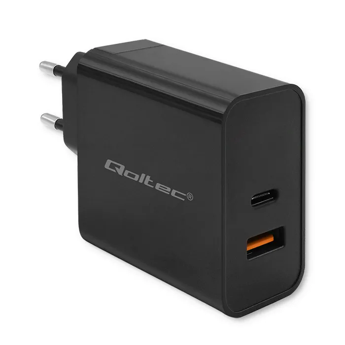Ładowarka sieciowa Qoltec 52380 Super Quick PD USB-A USB-C 65W Czarny