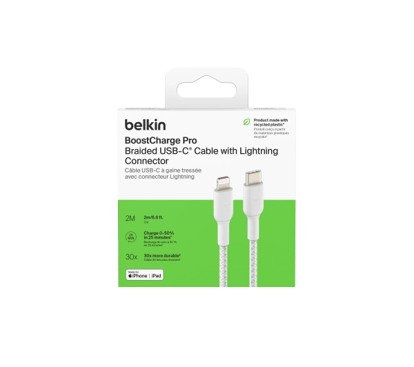Belkin BoostCharge USB-C do Lightning 2m Biały