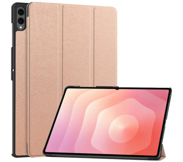 Bizon Case Tab Croc z klapką do Samsung Galaxy Tab S11 Ultra Różowozłoty