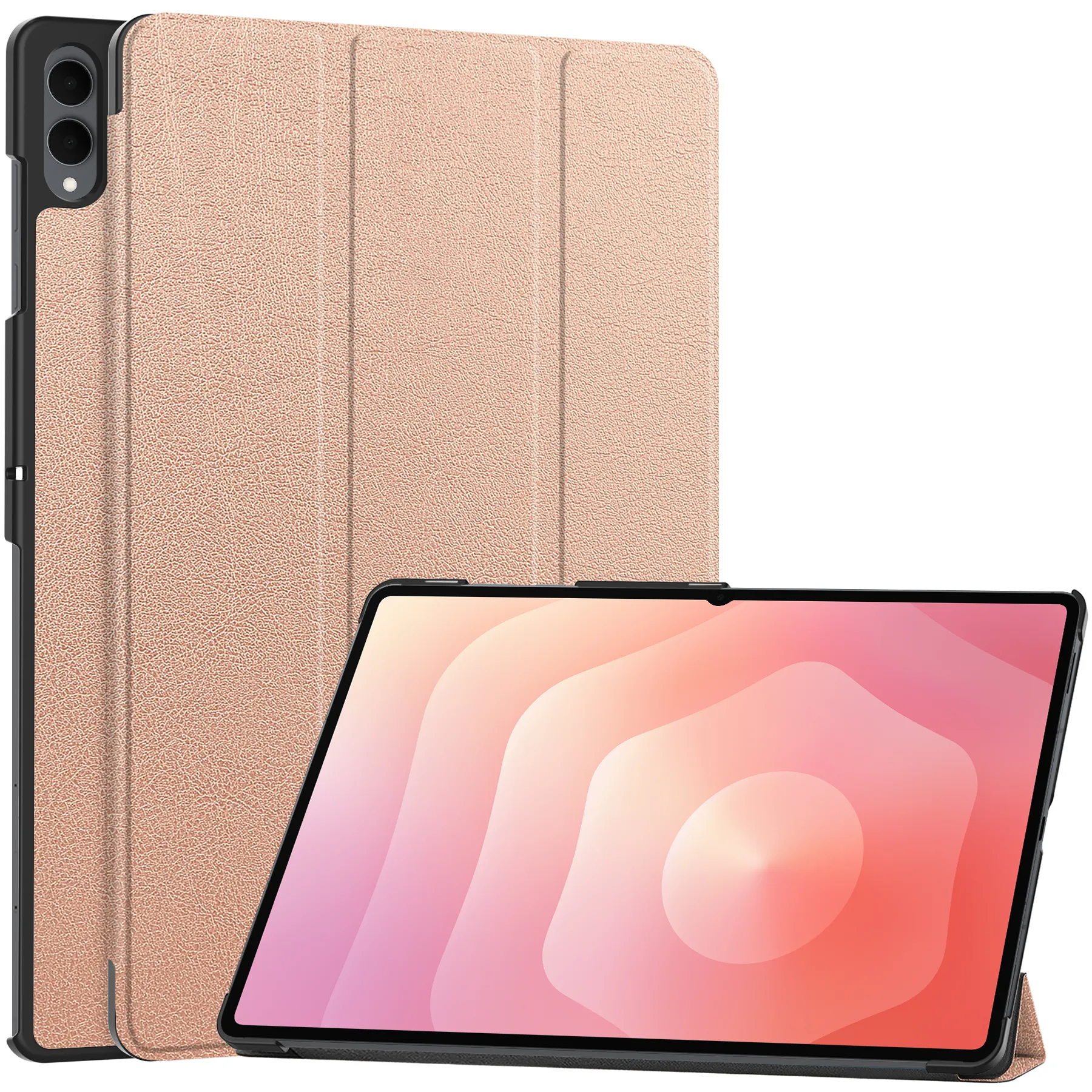 Etui na tablet Bizon Case Tab Croc z klapką do Samsung Galaxy Tab S11 Ultra Różowozłoty