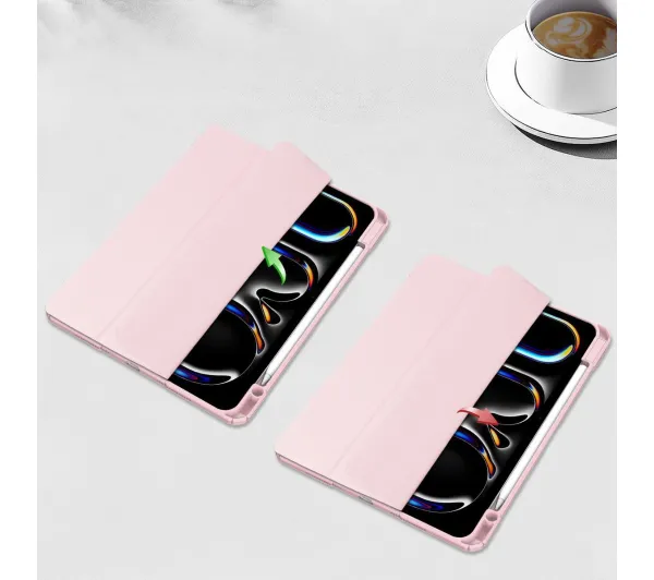 Bizon Case Tab Clear Matt z klapką do iPad Pro 11" 2025 / 2024 Różowy