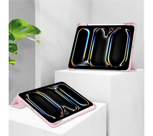 Bizon Case Tab Clear Matt z klapką do iPad Pro 11" 2025 / 2024 Różowy