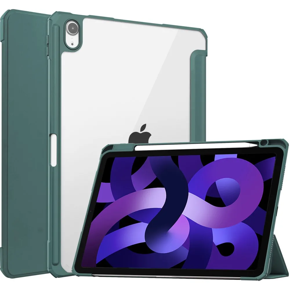 Etui na tablet Bizon Case Tab Clear Matt z klapką do iPad Air 6 / Air 5 / Air 4 / iPad Pro 11 2018 Ciemnozielony