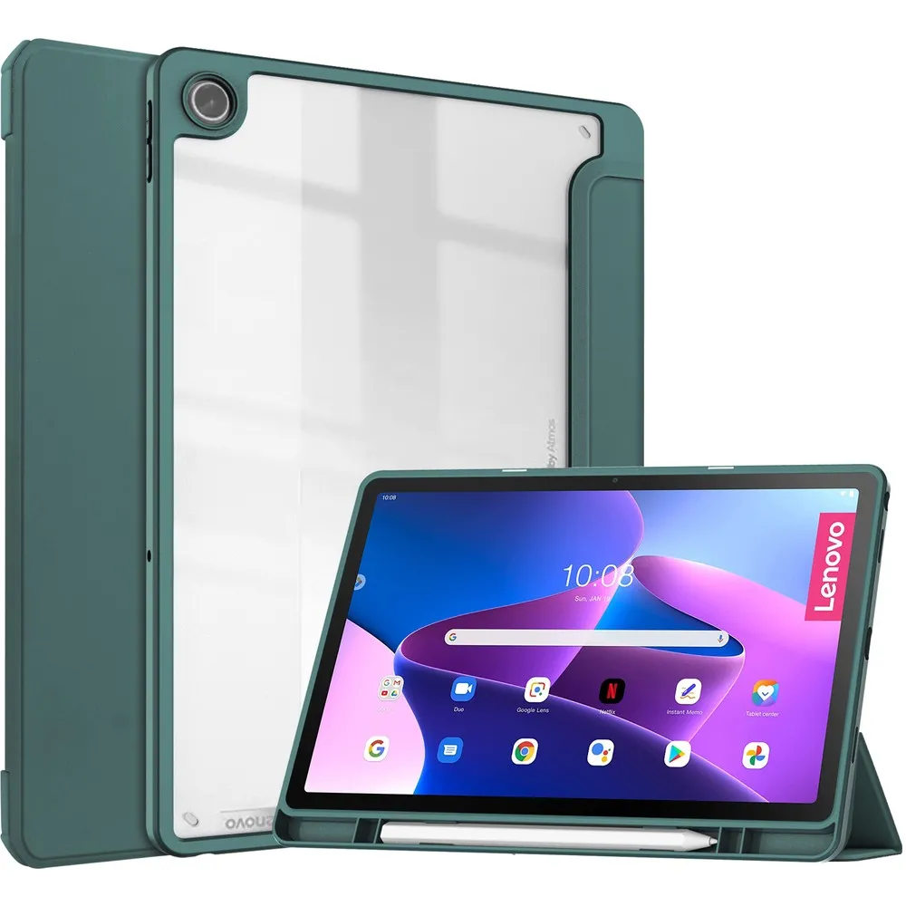 Etui na tablet Bizon Case Tab Clear Matt z klapką do Lenovo Tab M10 Plus 3 gen. Ciemnozielony