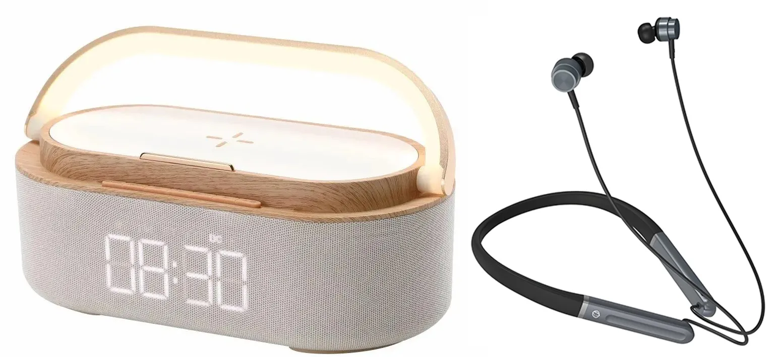 Radiobudzik Manta RDI920 VERONA z ładowaniem bezprzewodowym Srebrny + Słuchawki MNH02