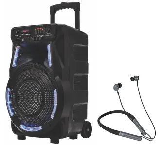 Power Audio Manta SPK5033 40W Bluetooth Radio FM Mikrofon Karaoke Czarny + Słuchawki MNH02