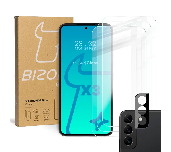 Bizon elastyczne etui Salpa + 2x szkło hartowane Clear Pack do Samsung Galaxy S22 Plus
