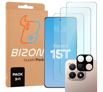 Zestaw ochronny Bizon 3x szkło hartowane + szybka na aparat Glass Clear Pack do Xiaomi 15T