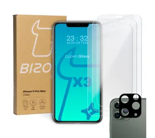 Bizon 3x Szkło hartowane + szybka na aparat Glass Clear Pack do iPhone 11 Pro Max