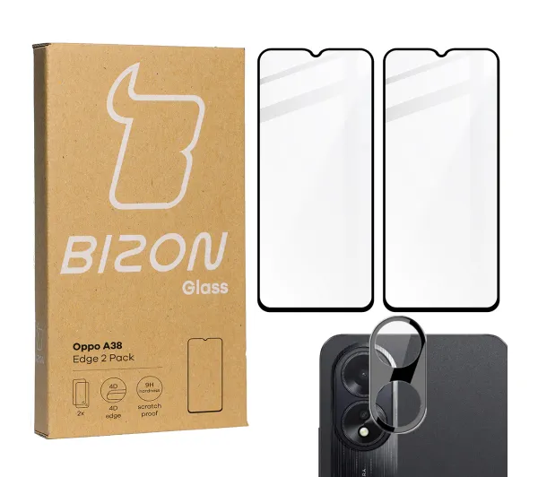 Bizon 2x Szkło + szybka na aparat Edge 2 Pack do Oppo A38 4G