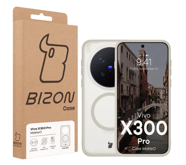 Bizon MatteO do Vivo X300 Pro Półprzezroczyste z beżową ramką