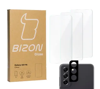 Bizon 3x Szkło hartowane + szybka na aparat Glass Clear Pack do Samsung Galaxy S21 FE