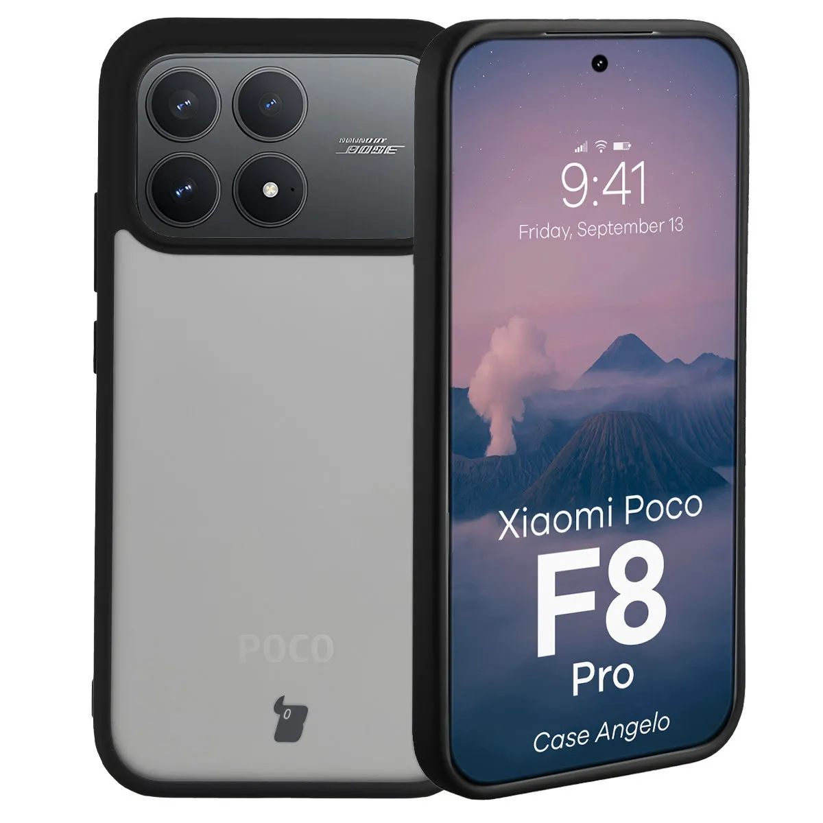 Etui Bizon Angelo do Xiaomi POCO F8 Pro Przydymiony-czarny