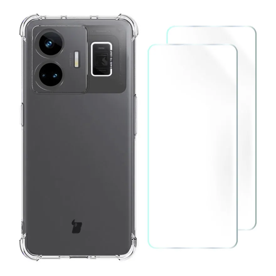 Etui Bizon elastyczne etui + 2x folia ochronna Clear Pack do Realme GT3