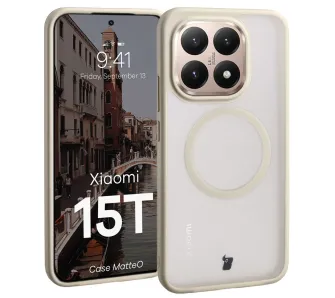Etui Bizon MatteO do Xiaomi 15T Półprzezroczyste z beżową ramką