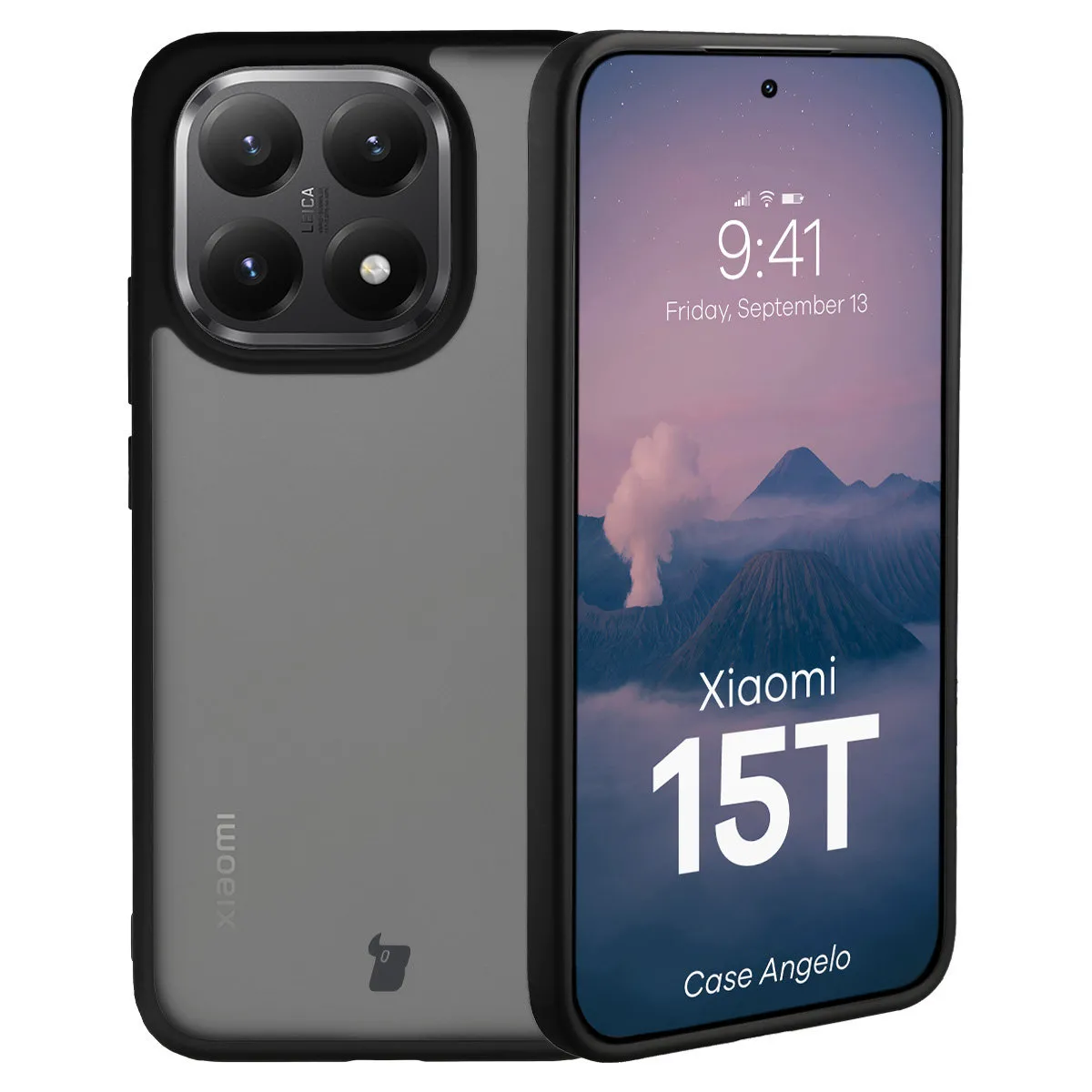 Etui Bizon Angelo do Xiaomi 15T Przydymione z czarną ramką