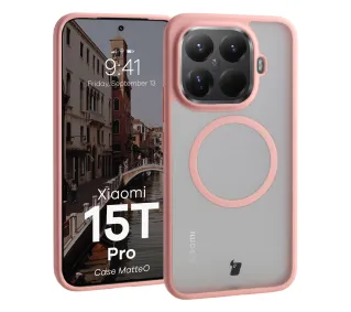 Bizon MatteO do Xiaomi 15T Pro Półprzezroczyste z różową ramką