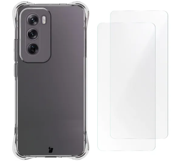 Bizon elastyczne etui + 2x folia ochronna Clear Pack do Oppo Reno 12