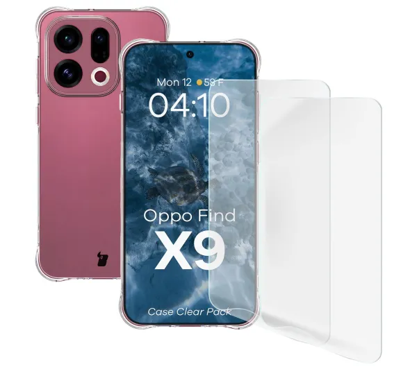 Bizon elastyczne etui + 2x folia ochronna Clear Pack do Oppo Find X9