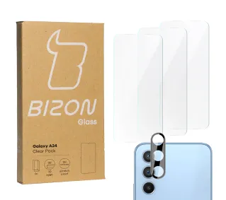 Bizon 3x Szkło hartowane + szybka na aparat Clear Pack do Galaxy A24 4G