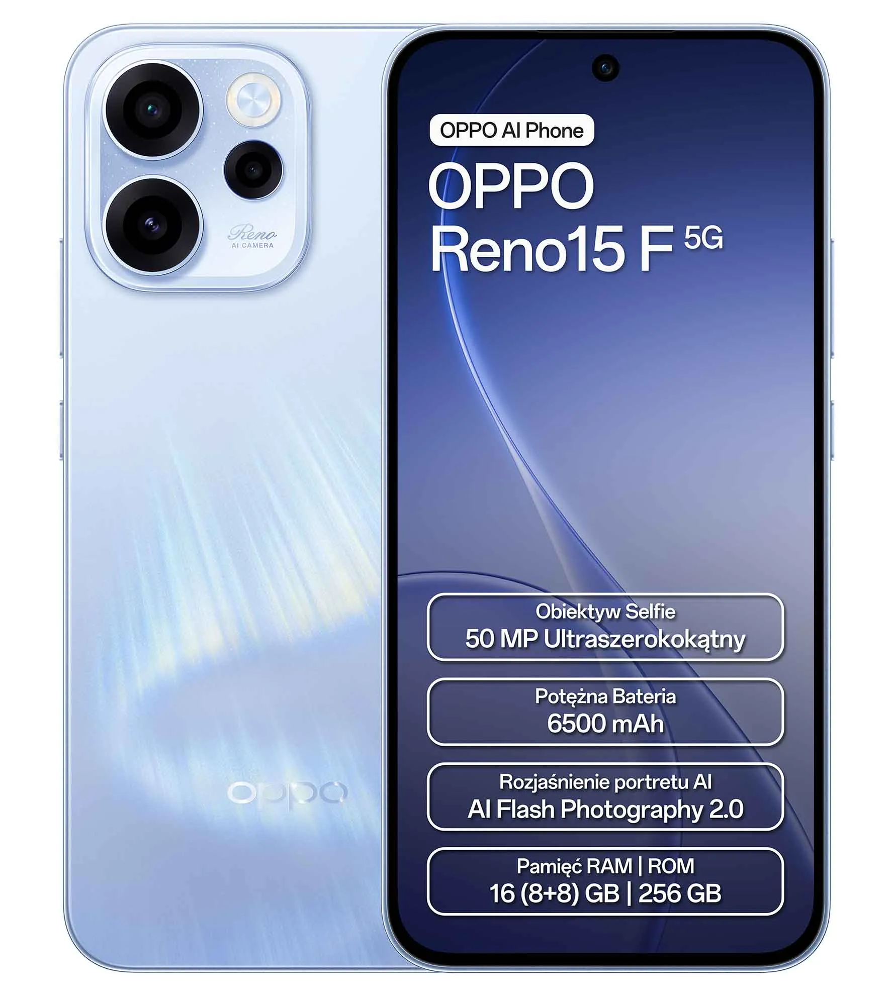 Smartfon OPPO Reno15F 5G 8/256GB 6,57" 120Hz 50Mpix Niebieski